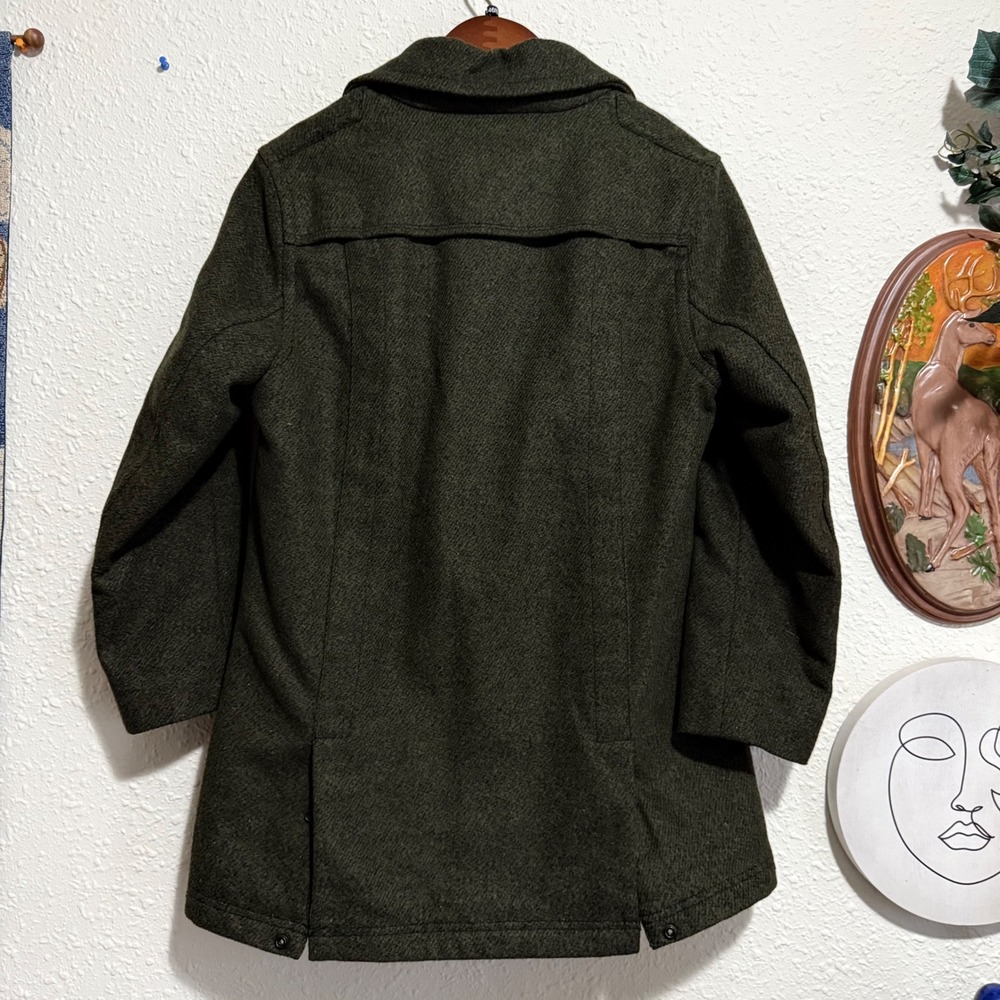Men's Double-Breasted Wool Peacoat - Dark Olive (Tagged Size S, Fits Like XS) - Picture 2 of 10